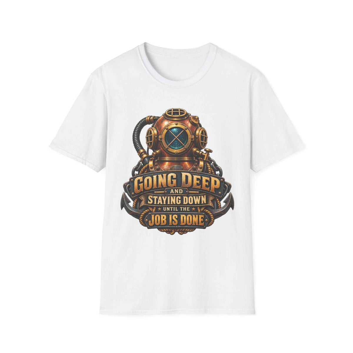 Men's Scuba Diving T-Shirt – "Going Deep and Staying Down" Vintage Graphic Tee - Battle Born Prints