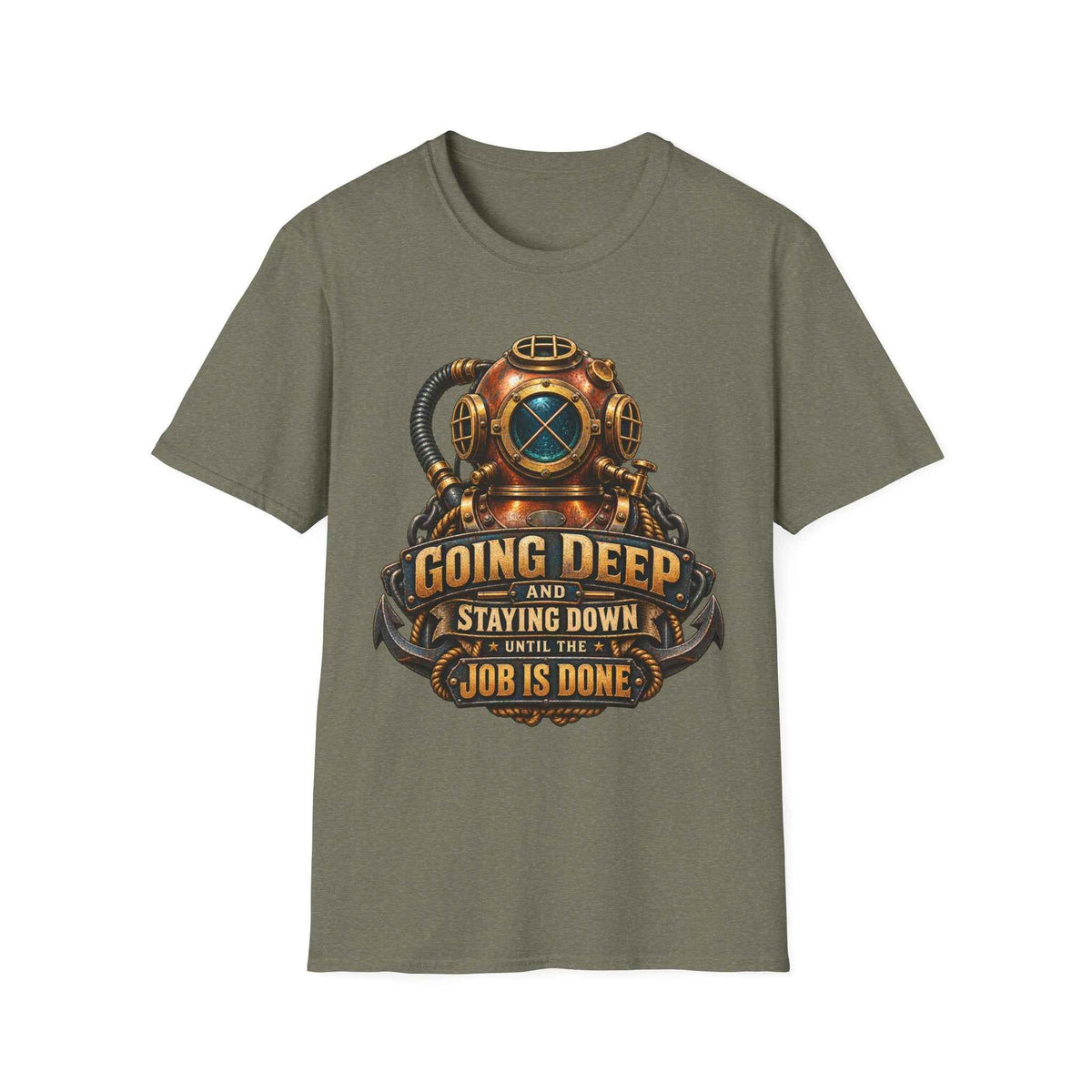 Men's Scuba Diving T-Shirt – "Going Deep and Staying Down" Vintage Graphic Tee - Battle Born Prints