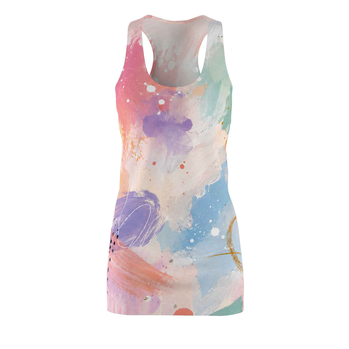 Women's Abstract Floral Racerback Dress – Pastel Print