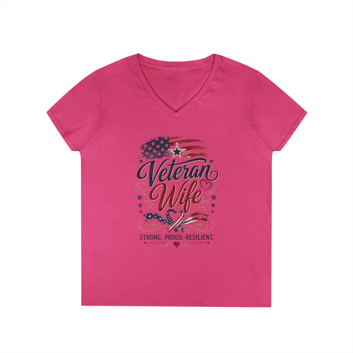 Women's Veteran Wife V-Neck T-Shirt – Military Pride Graphic Tee - Battle Born Prints