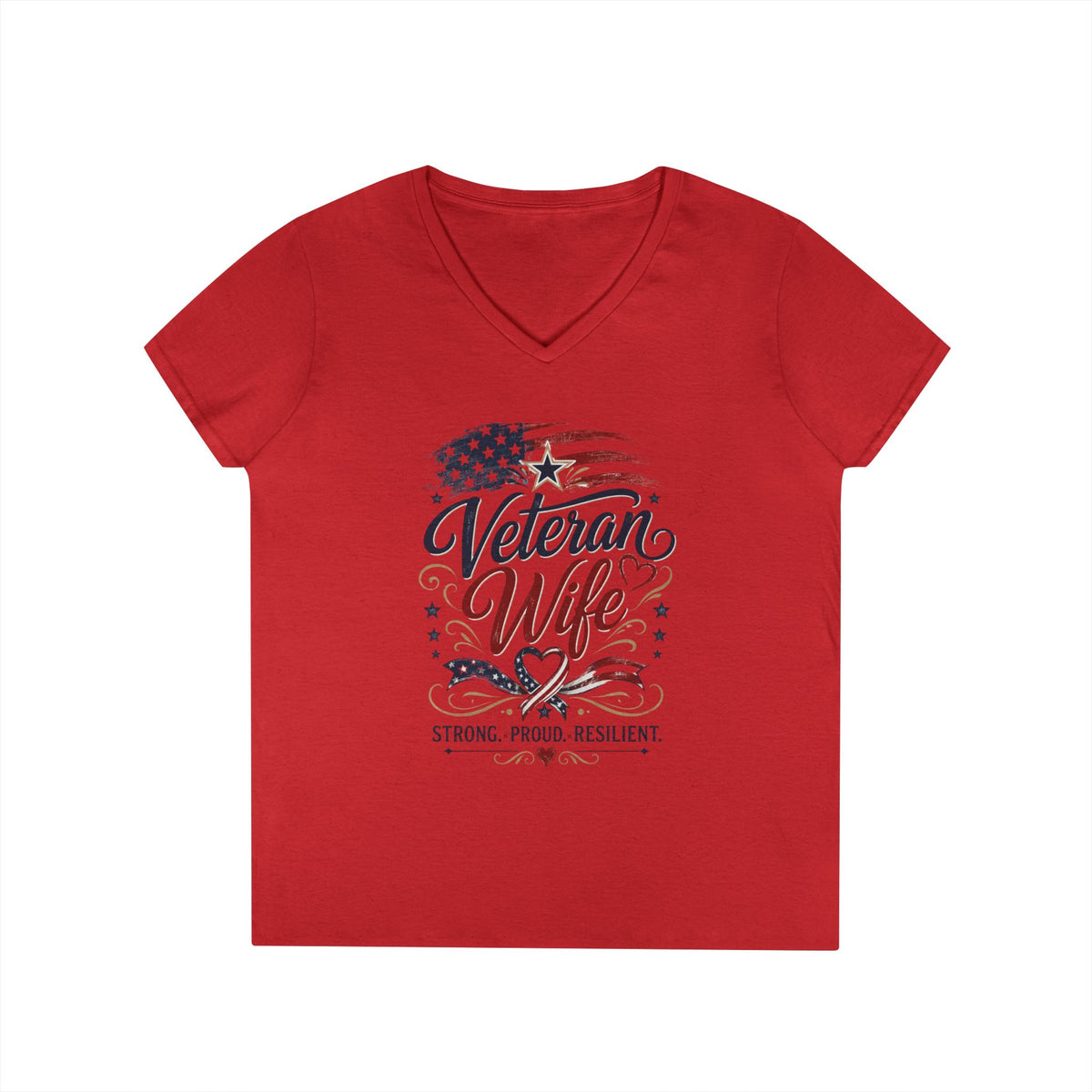 Women's Veteran Wife V-Neck T-Shirt – Military Pride Graphic Tee - Battle Born Prints