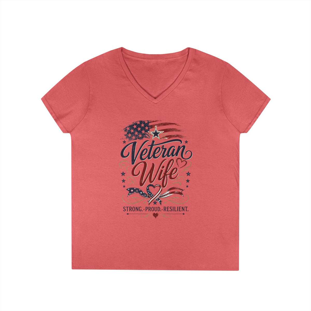 Women's Veteran Wife V-Neck T-Shirt – Military Pride Graphic Tee - Battle Born Prints