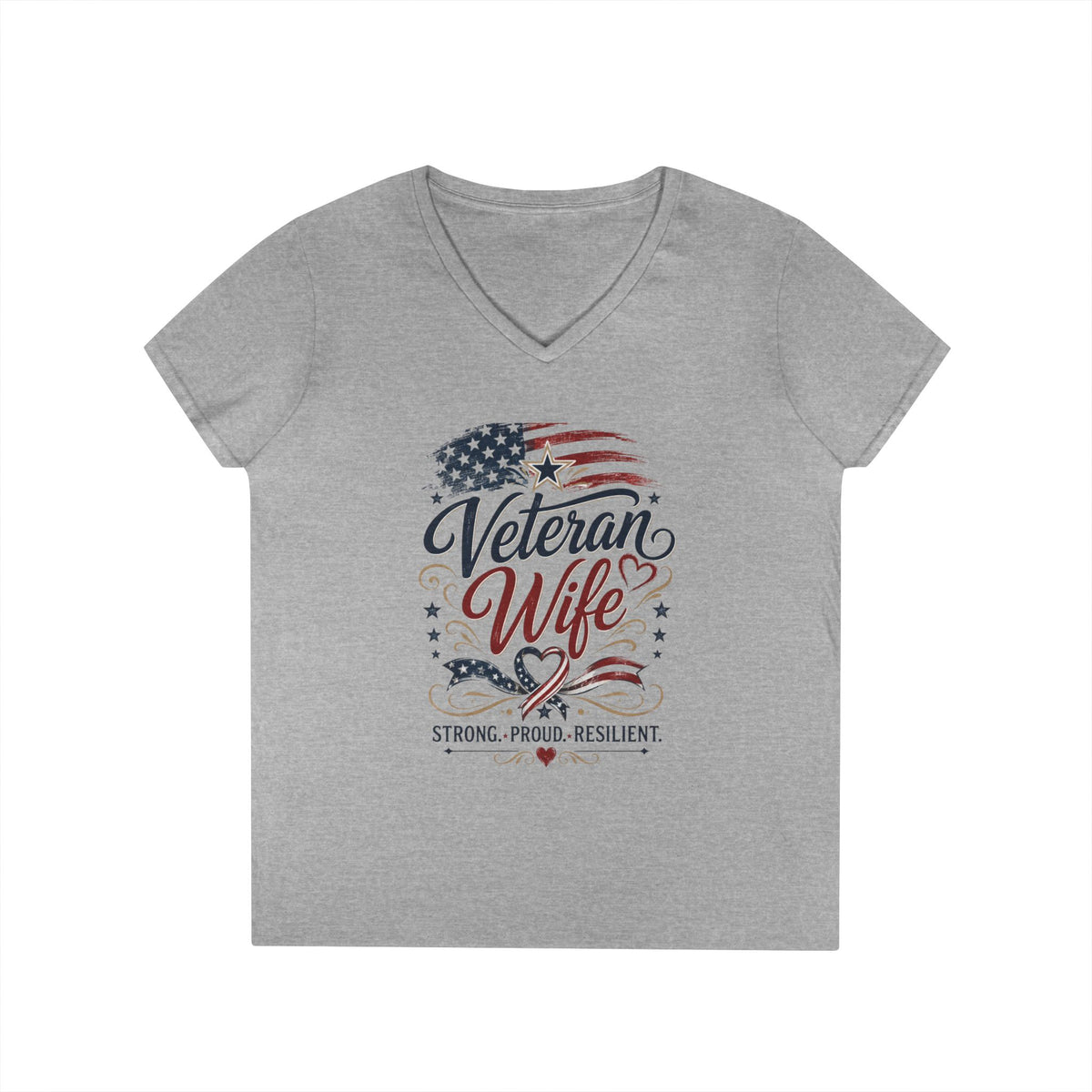 Women's Veteran Wife V-Neck T-Shirt – Military Pride Graphic Tee - Battle Born Prints