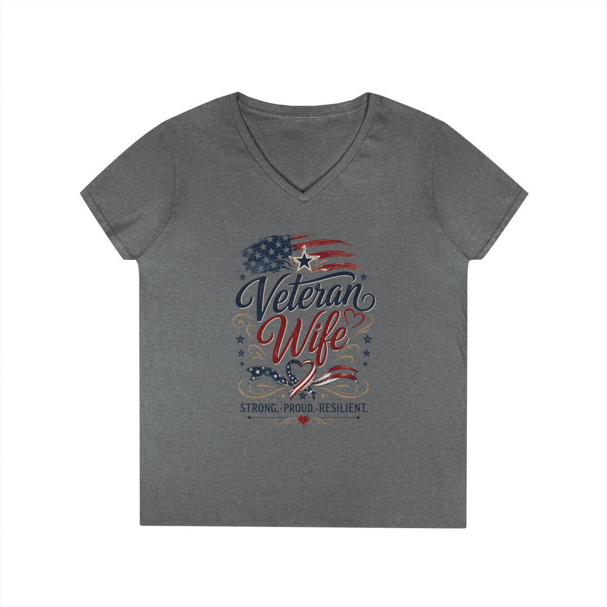 Women's Veteran Wife V-Neck T-Shirt – Military Pride Graphic Tee - Battle Born Prints