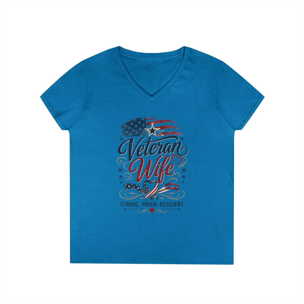 Women's Veteran Wife V-Neck T-Shirt – Military Pride Graphic Tee - Battle Born Prints
