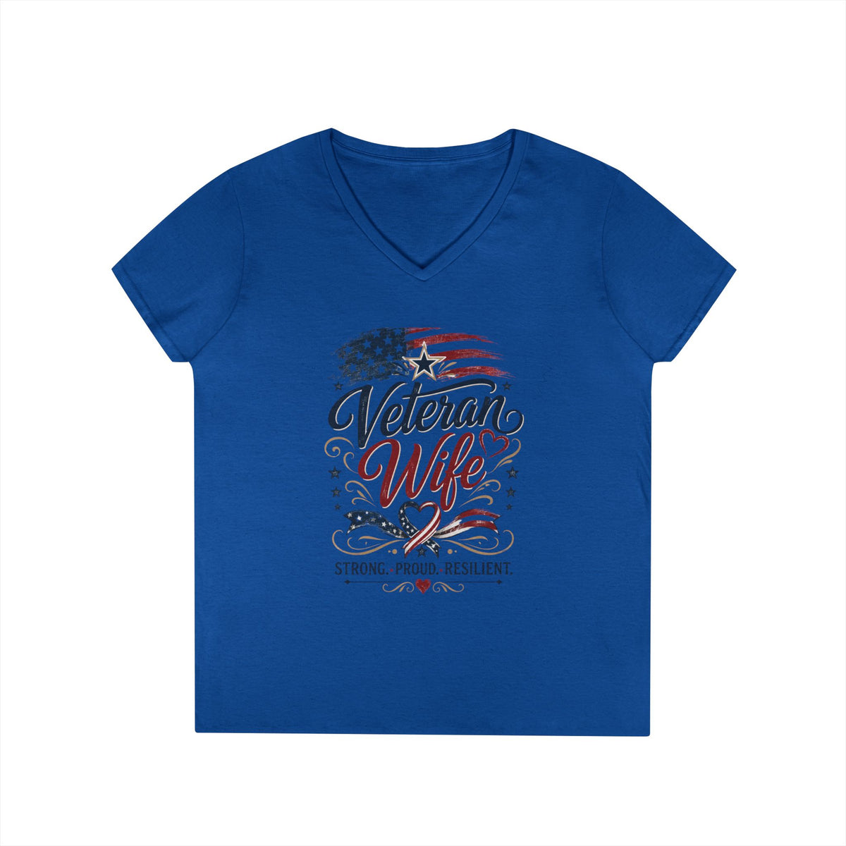 Women's Veteran Wife V-Neck T-Shirt – Military Pride Graphic Tee - Battle Born Prints