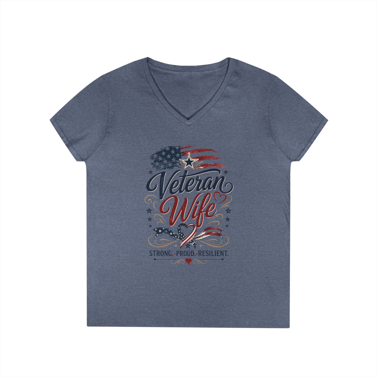 Women's Veteran Wife V-Neck T-Shirt – Military Pride Graphic Tee - Battle Born Prints