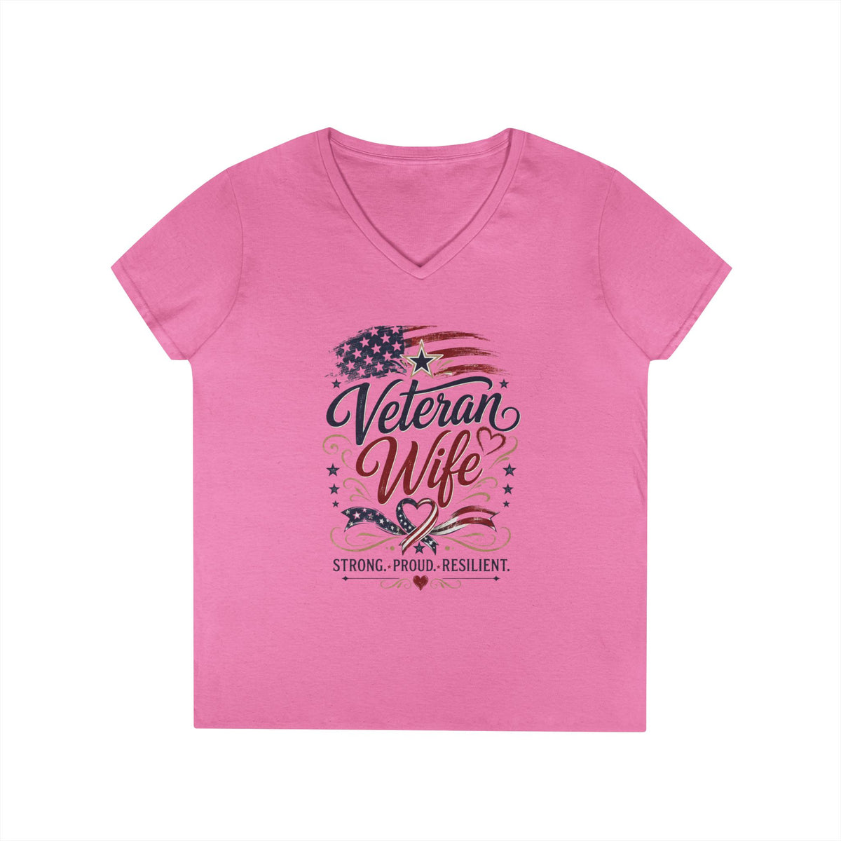 Women's Veteran Wife V-Neck T-Shirt – Military Pride Graphic Tee - Battle Born Prints