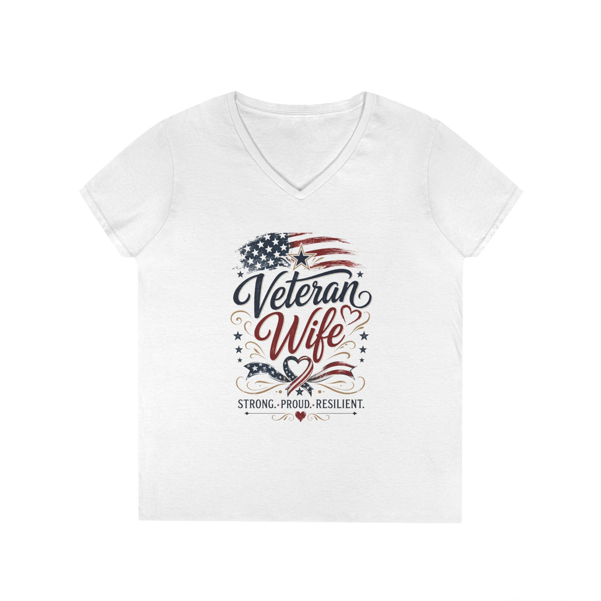 Women's Veteran Wife V-Neck T-Shirt – Military Pride Graphic Tee - Battle Born Prints