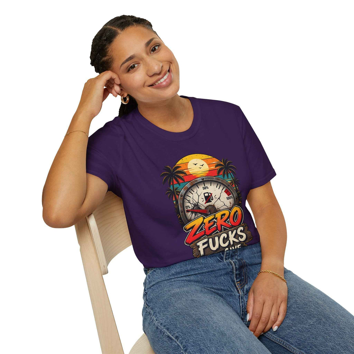 Funny Adult Humor T-Shirt – "Zero F*cks to Give" Graphic Tee - Battle Born Prints