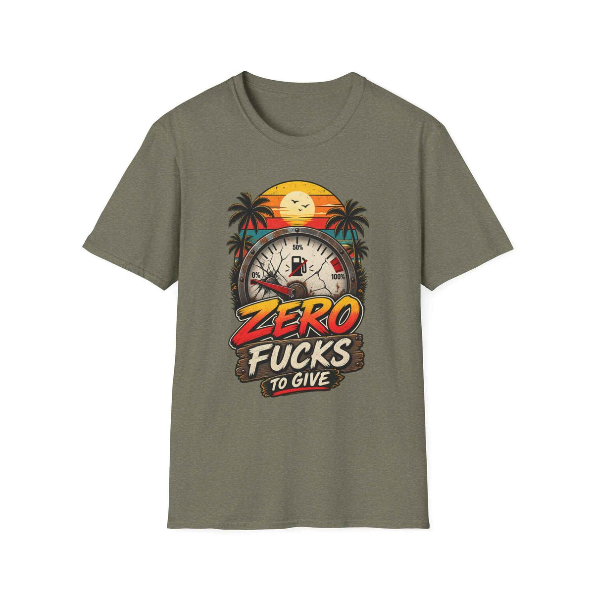 Funny Adult Humor T-Shirt – "Zero F*cks to Give" Graphic Tee - Battle Born Prints